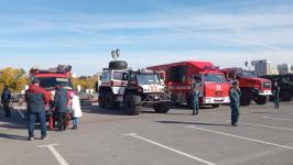 На выставке "Служим Отечеству" показали беспилотники и снаряжение пожарных 