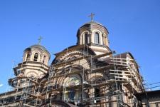 Мозаики украсили фасад строящегося храма в Тюмени к Покрову Пресвятой Богородицы